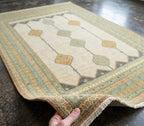Azure Geometric Medallion Handknotted Rugs