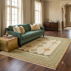 Azure Geometric Medallion Handknotted Rugs