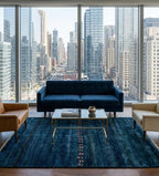 Hand-Knotted Indigo Gabbeh Rug with Tribal Geometric Accents