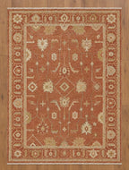 Modern Hand-Knotted Solid Border Rug with Tassels - Sage & Olive Green