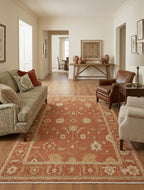Modern Hand-Knotted Solid Border Rug with Tassels - Sage & Olive Green