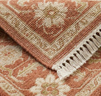 Modern Hand-Knotted Solid Border Rug with Tassels - Sage & Olive Green
