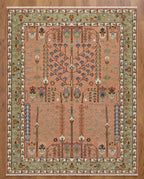 Hand-Knotted Gabbeh Style Teal Blue Rug with Geometric Diamond Border