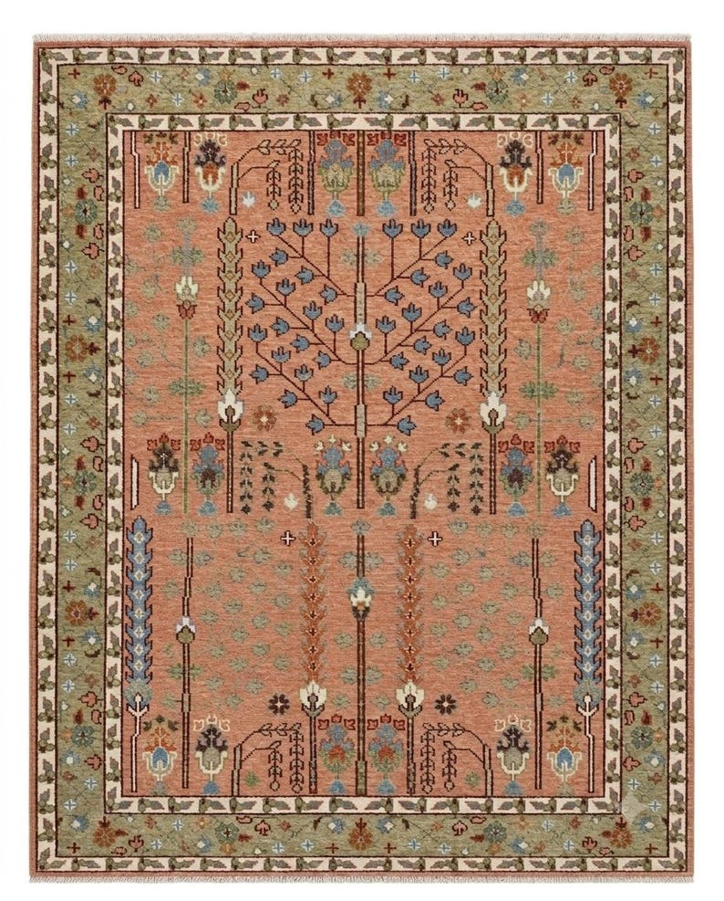 Hand-Knotted Gabbeh Style Teal Blue Rug with Geometric Diamond Border