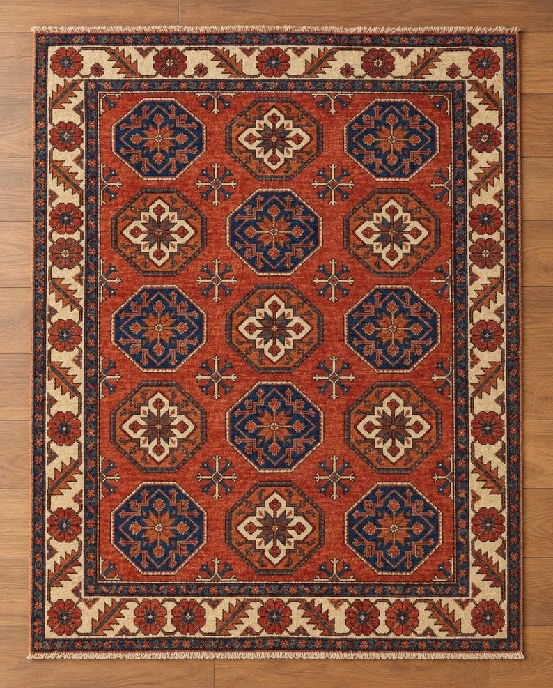 Midnight Indigo Gabbeh Hand-Knotted Rug