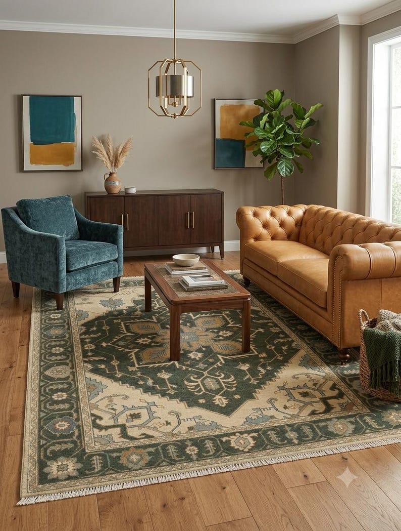 Hand-Knotted Gabbeh Rug - Ocean Blue Tones