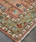Hand-Knotted Gabbeh Style Teal Blue Rug with Geometric Diamond Border