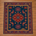 Ivory & Indigo Pictorial Persian Hunting Handknotted Rug
