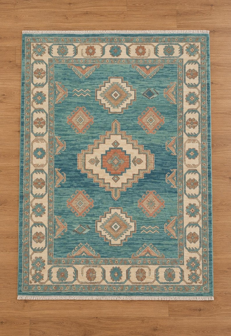 Hand-Knotted Gabbeh Tree of Life Rug in Cream and Multi-Color