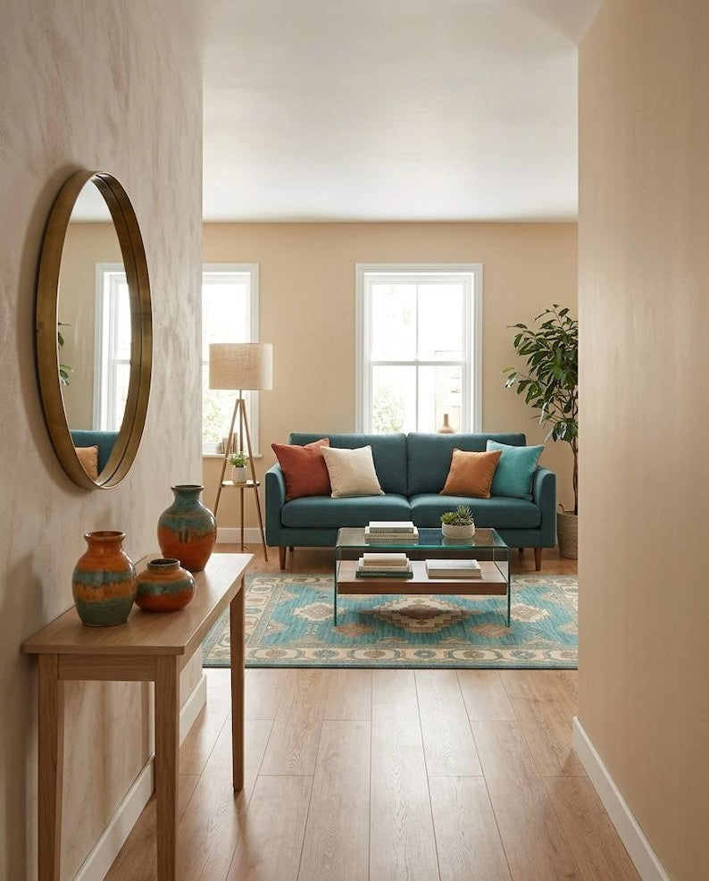 Hand-Knotted Gabbeh Tree of Life Rug in Cream and Multi-Color