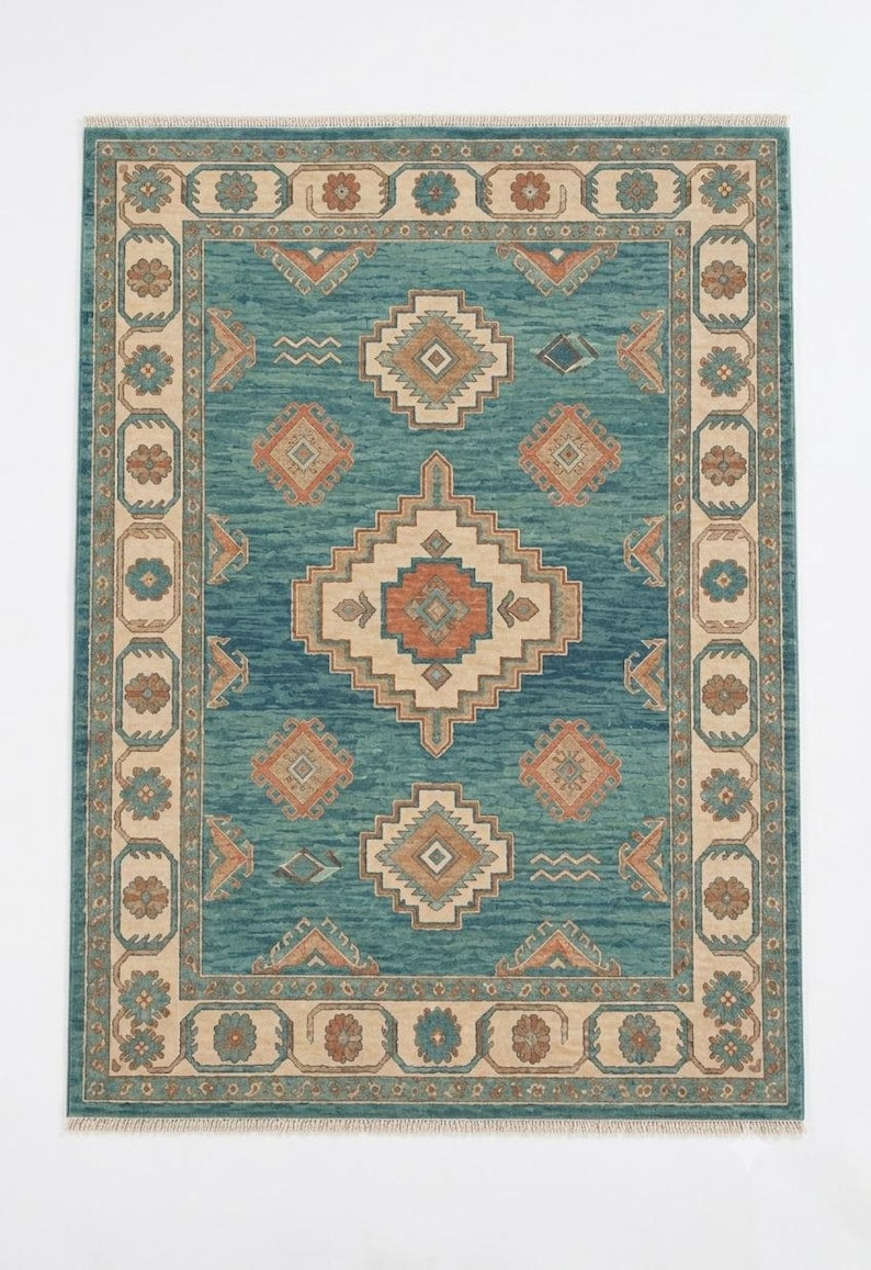 Hand-Knotted Gabbeh Tree of Life Rug in Cream and Multi-Color