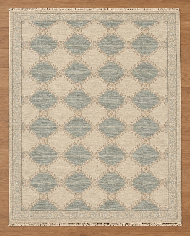 Rust Red Hand-Knotted Gabbeh Rug - Geometric Border Series