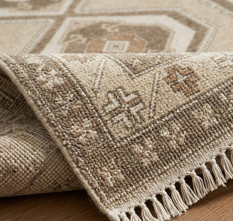 Rust Red Hand-Knotted Gabbeh Rug - Geometric Border Series