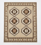 Rust Red Hand-Knotted Gabbeh Rug - Geometric Border Series