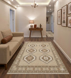 Rust Red Hand-Knotted Gabbeh Rug - Geometric Border Series