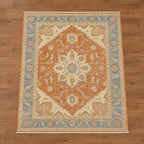 Moss Green Hand-Knotted Transitional Area Rug