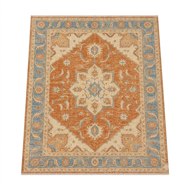 Moss Green Hand-Knotted Transitional Area Rug
