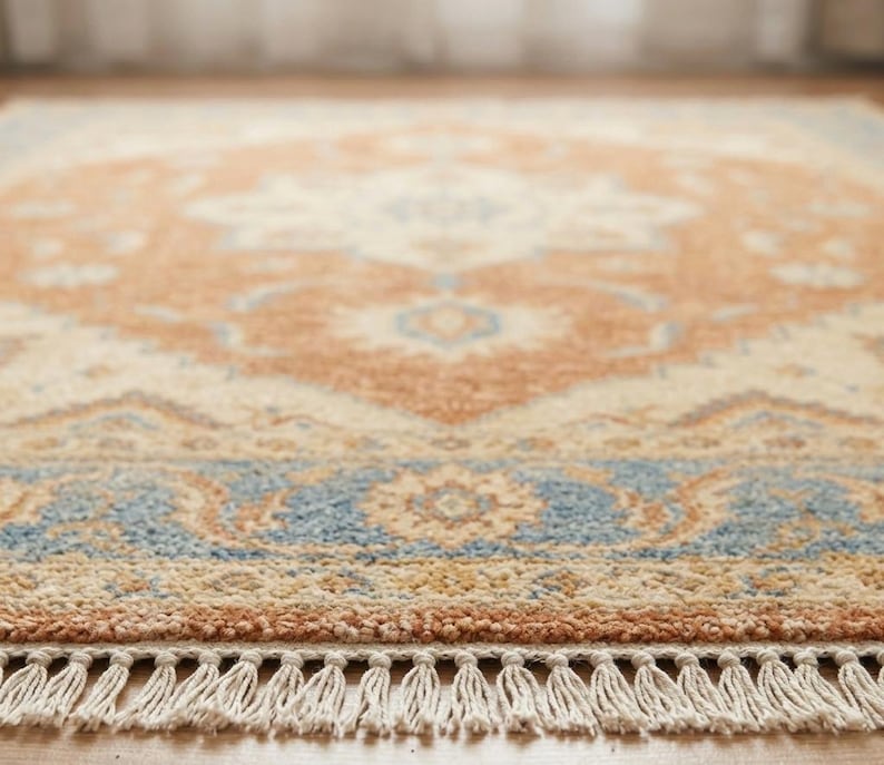 Moss Green Hand-Knotted Transitional Area Rug