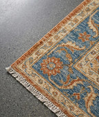 Moss Green Hand-Knotted Transitional Area Rug