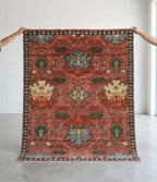 Antique Rust Floral Medallion Hand-Knotted Rug