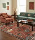 Antique Rust Floral Medallion Hand-Knotted Rug