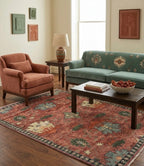 Antique Rust Floral Medallion Hand-Knotted Rug