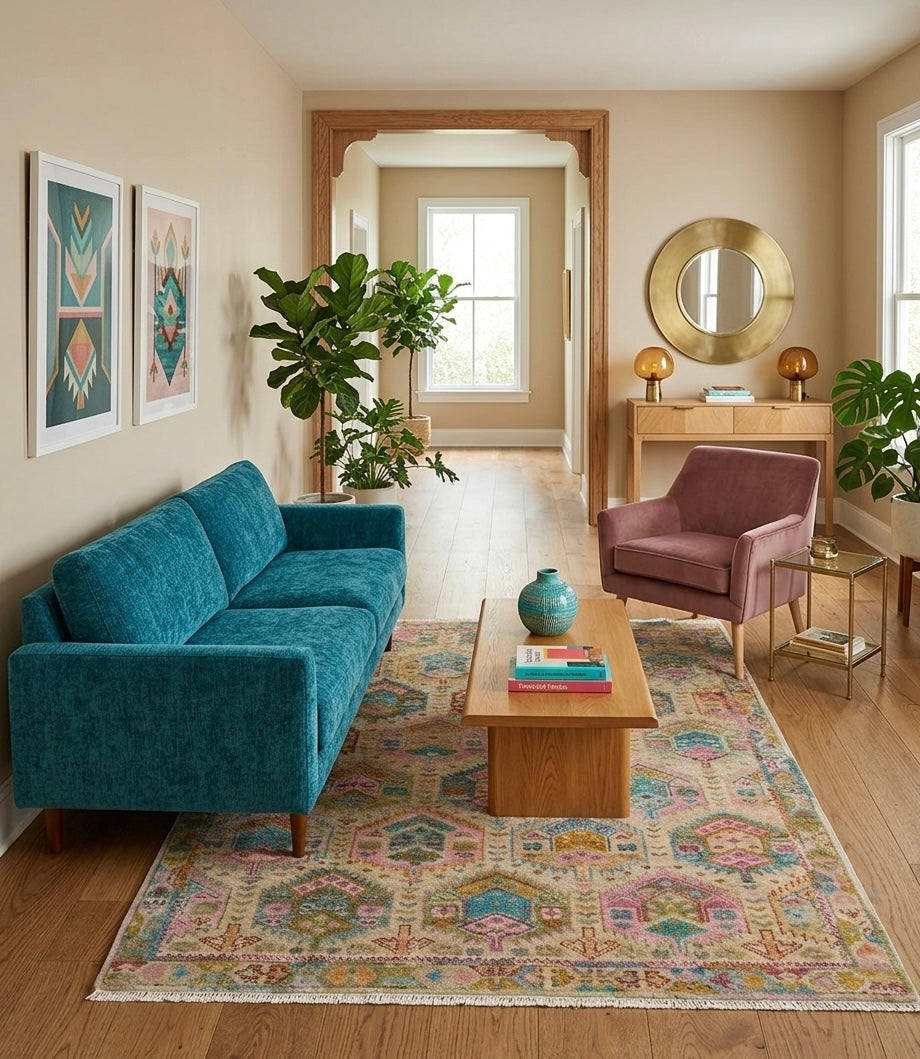 Hand-Knotted Multicolor Heritage Hexagon Rug