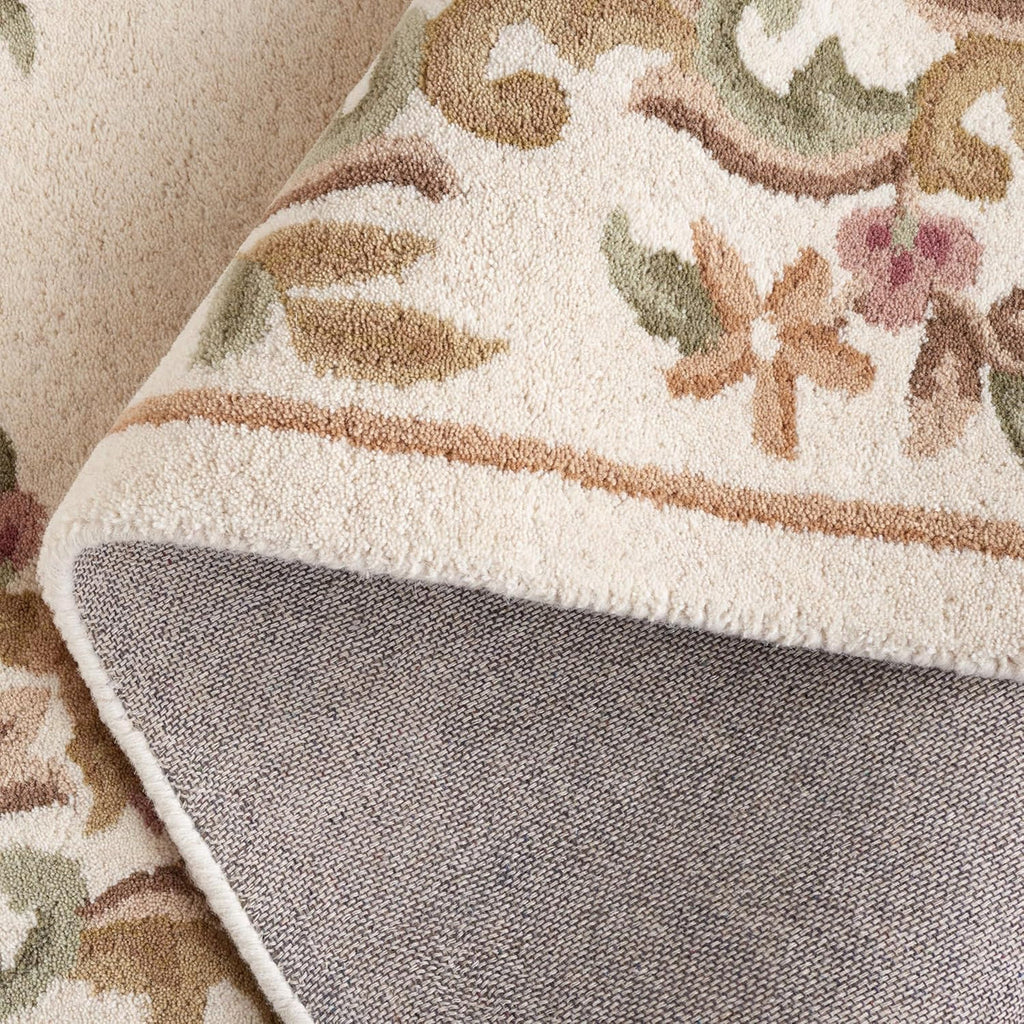 Hand-Tufted Premium Wool Rug - French Provencal Medallion Design in Cream & Sage
