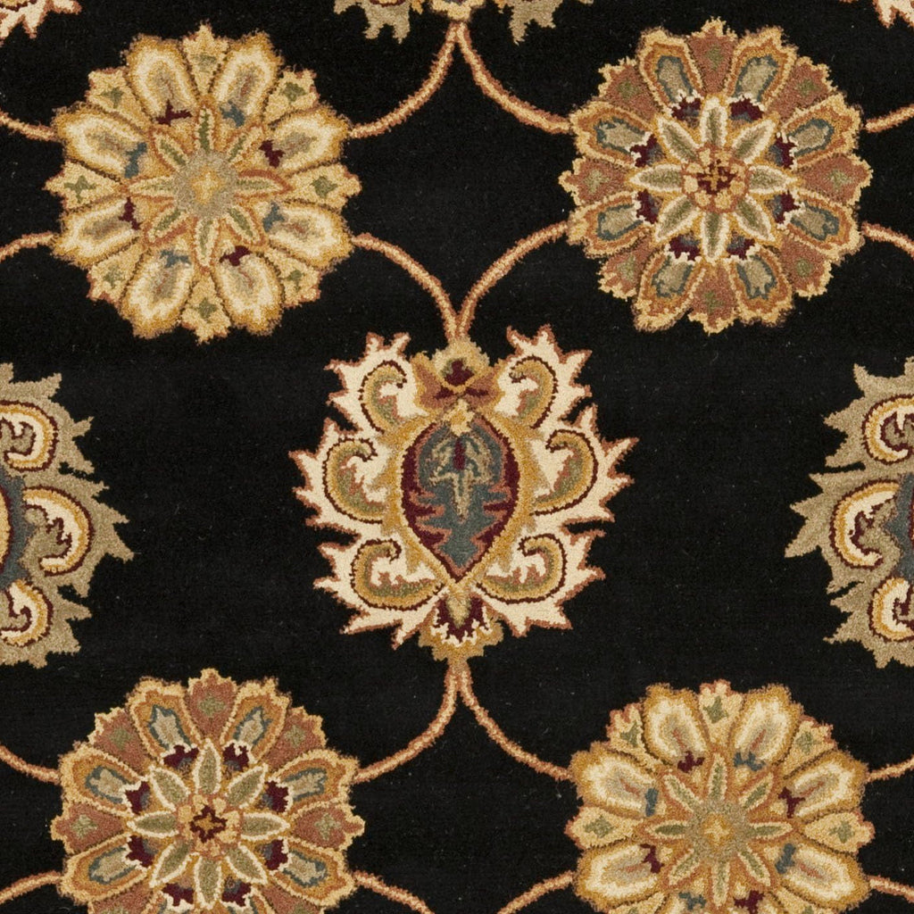 Handtufted Traditional Persian Floral Rug in Jet Black and Gold