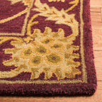 Traditional Burgundy and Gold Floral Hand-Tufted Wool Area Rug