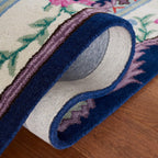 Premium Floral Medallion Hand-tufted Rug in Navy and Lavender