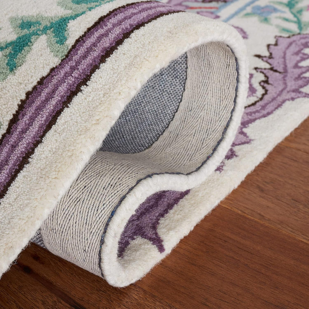 Modern Traditional Handtufted Wool Rug with Ornate Scroll Borde