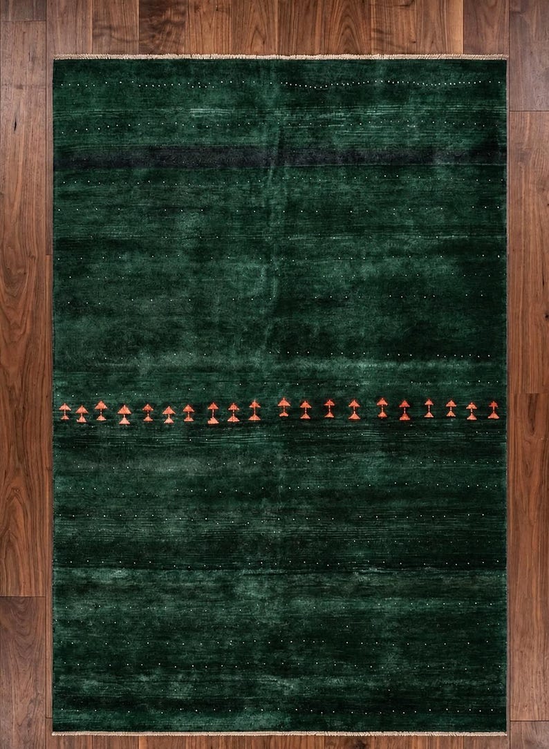 Vintage Lattice Pattern Handknotted Rug