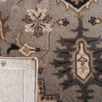 Hand-Tufted Modern Persian Medallion Rug in Grey and Charcoal