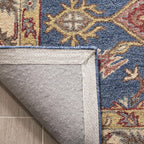 Hand-Tufted Serapi Style Blue & Terracotta Geometric Medallion Rug