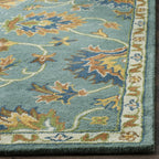 Vintage Elegance Hand-Tufted Floral Rug - Blue & Rust Accents
