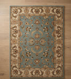 Hand-tufted Traditional Floral Wool Rug in Slate Blue and Ochre
