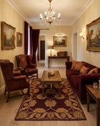 Traditional Burgundy and Gold Floral Hand-Tufted Wool Area Rug