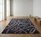 Hand-Tufted Wool Rug with Artistic Line Art Design