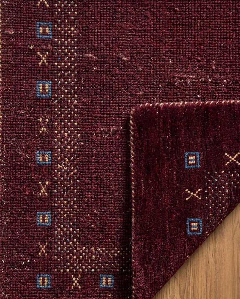 Hand-Knotted Gabbeh Style Beige Rug with Multicolored Tree and Floral Motifs