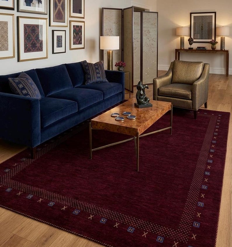 Hand-Knotted Gabbeh Style Beige Rug with Multicolored Tree and Floral Motifs