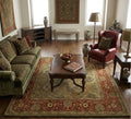 Hand-Tufted Classic Oushak Style Wool Rug with Sage and Rust Floral Motif