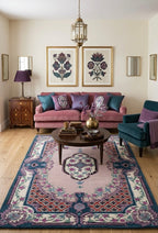Handtufted Floral Medallion Rug with Intricate Borders