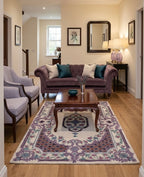Modern Traditional Handtufted Wool Rug with Ornate Scroll Borde