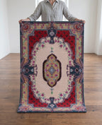 Hand-Tufted Floral Medallion Rug with Intricate Borders