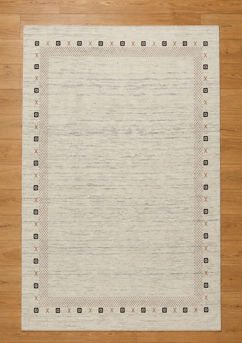 Hand-Knotted Modern Gabbeh Wool Rug