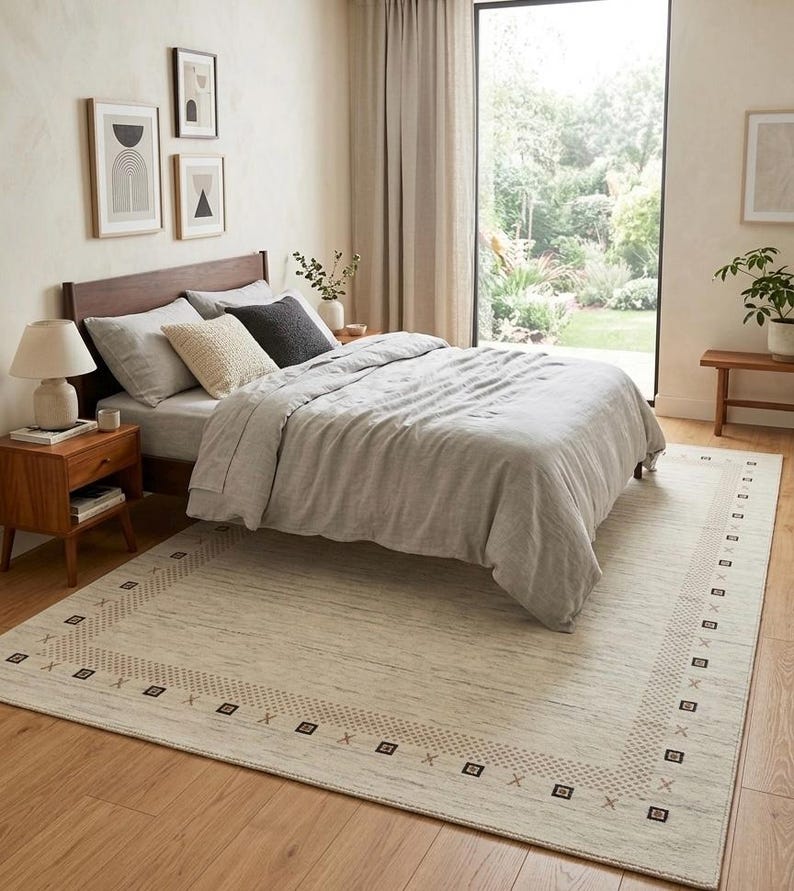 Hand-Knotted Modern Gabbeh Wool Rug