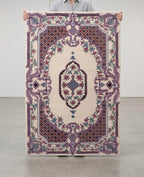 Modern Traditional Handtufted Wool Rug with Ornate Scroll Borde