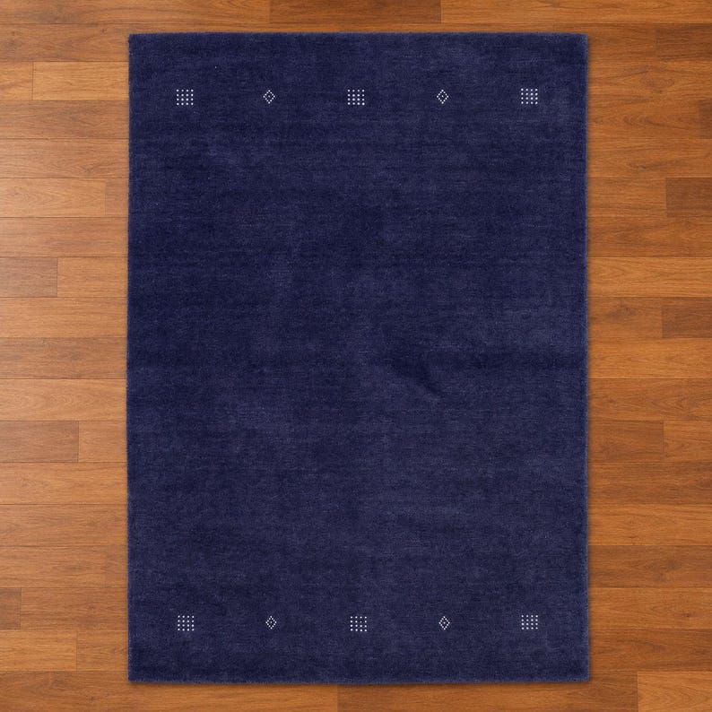 Hand-Knotted Mustard Gabbeh Rug with Tribal Motifs