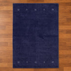 Hand-Knotted Mustard Gabbeh Rug with Tribal Motifs